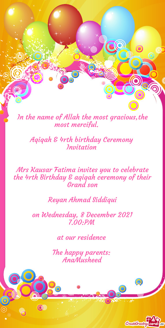 Aqiqah & 4rth birthday Ceremony