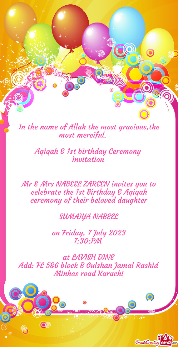 Aqiqah & 1st birthday Ceremony