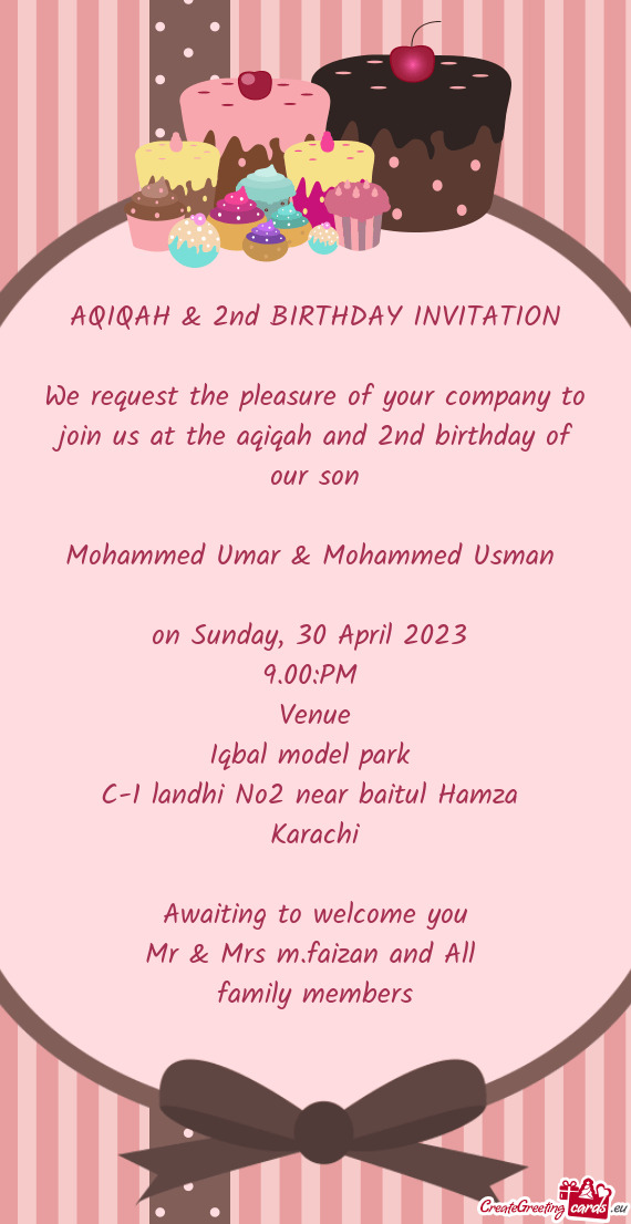 AQIQAH & 2nd BIRTHDAY INVITATION