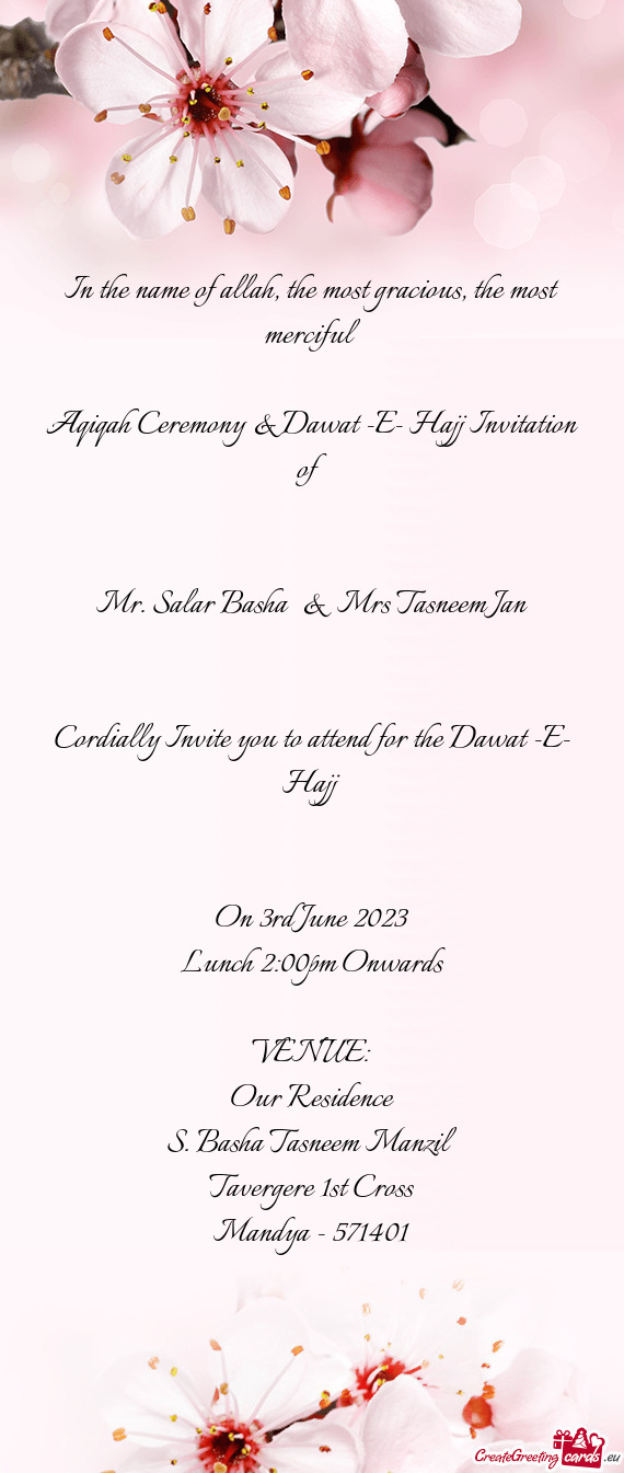 Aqiqah Ceremony & Dawat -E- Hajj Invitation of