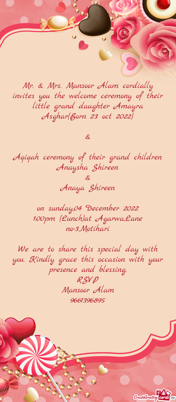 Aqiqah ceremony of their grand children