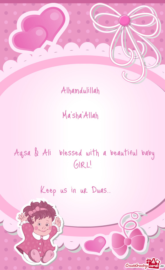 Aqsa & Ali blessed with a beautiful baby GIRL