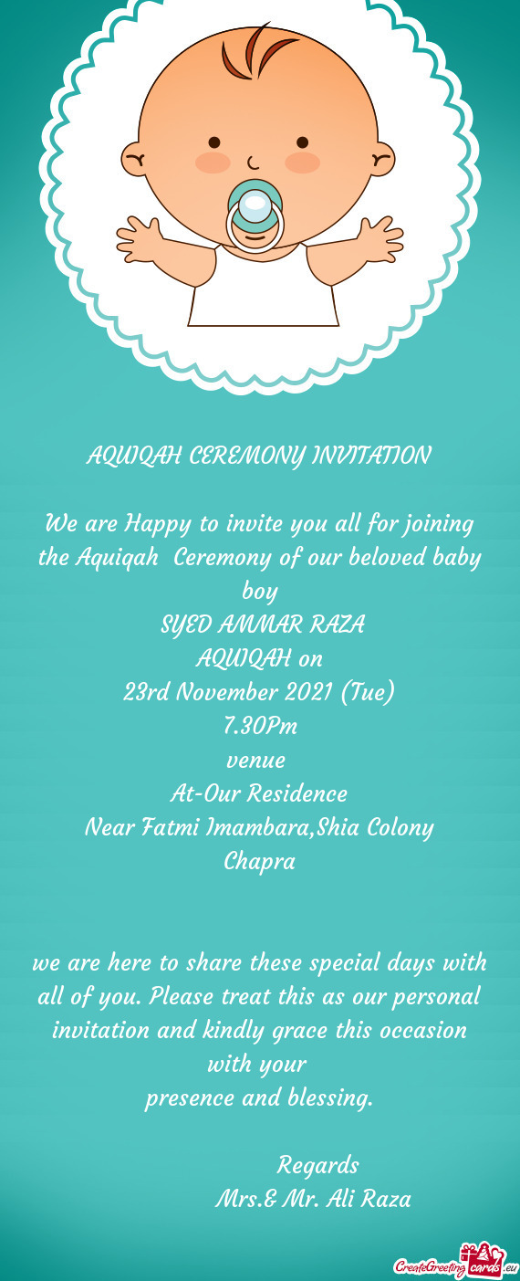 AQUIQAH CEREMONY INVITATION