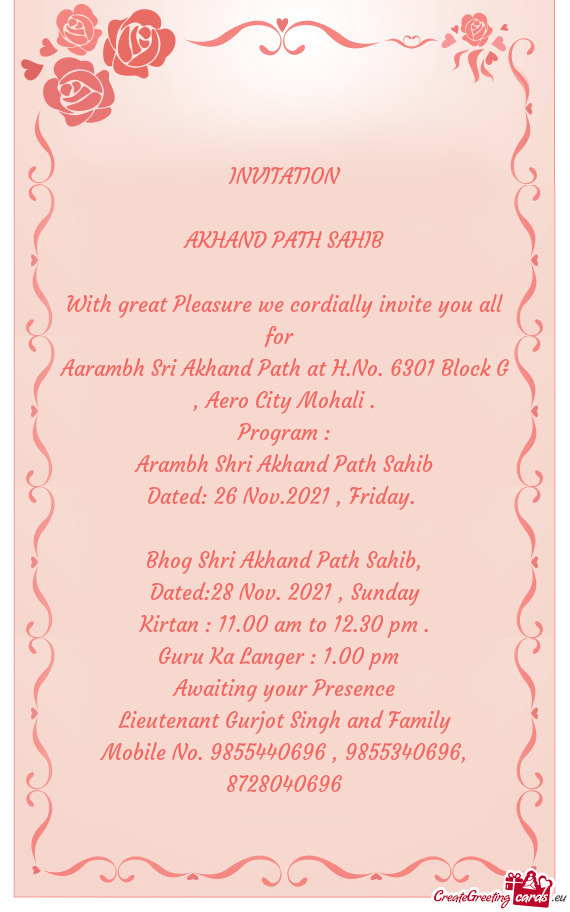 Arambh Shri Akhand Path Sahib
