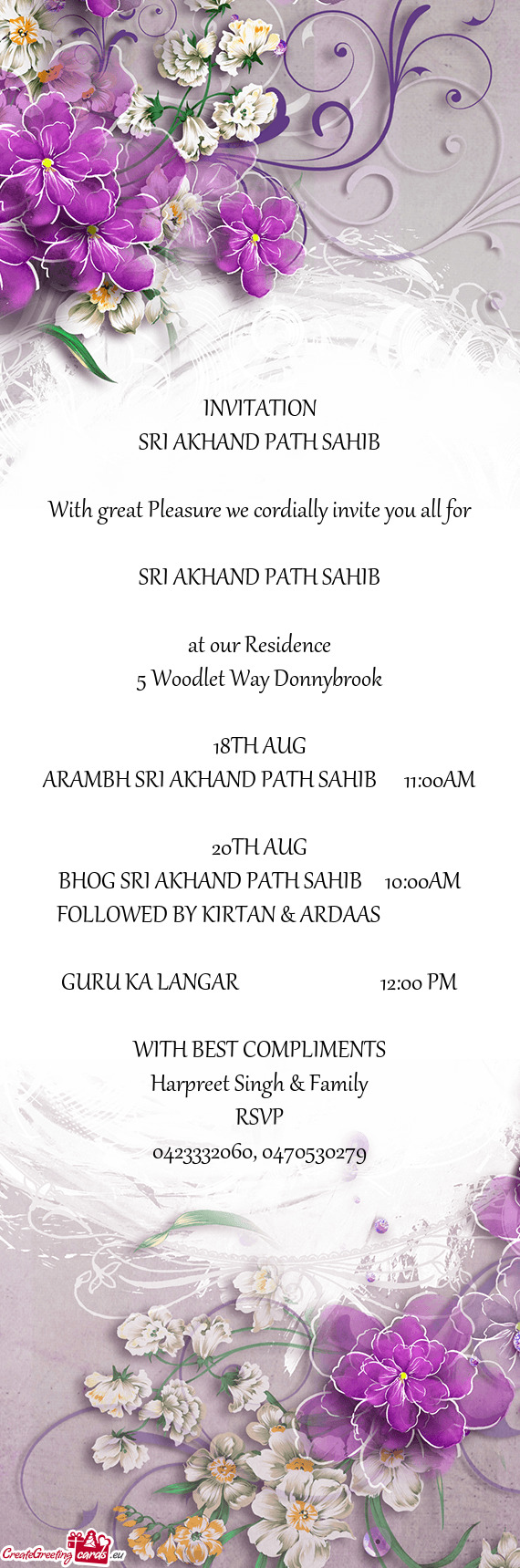 ARAMBH SRI AKHAND PATH SAHIB  11:00AM