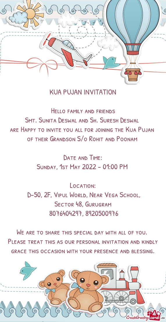 Are Happy to invite you all for joining the Kua Pujan