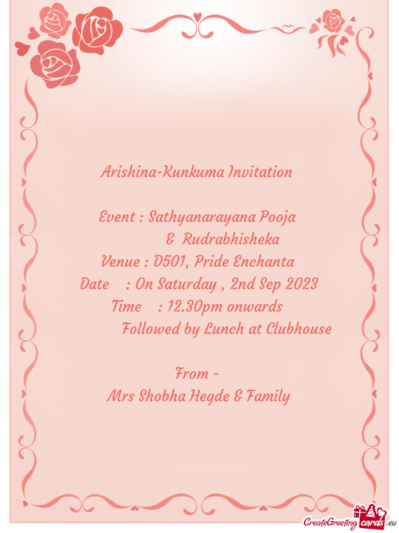 Arishina-Kunkuma Invitation