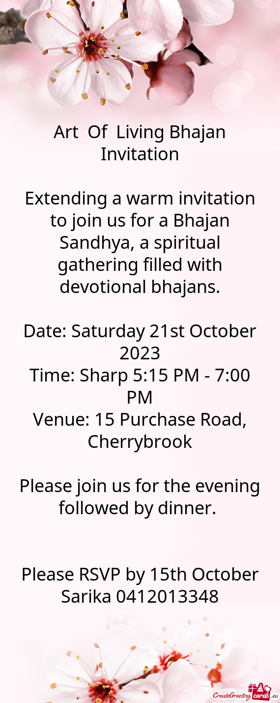 Art Of Living Bhajan Invitation
