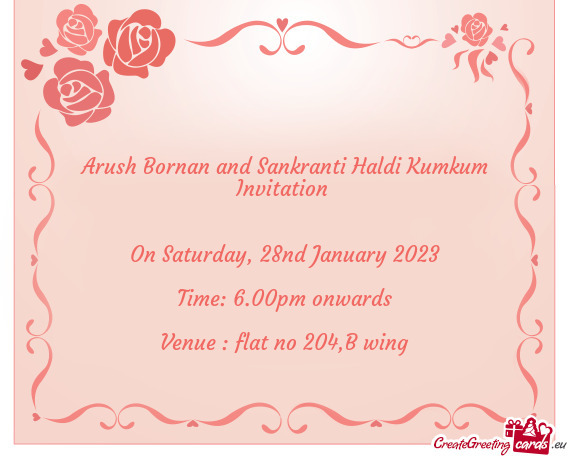 Arush Bornan and Sankranti Haldi Kumkum Invitation