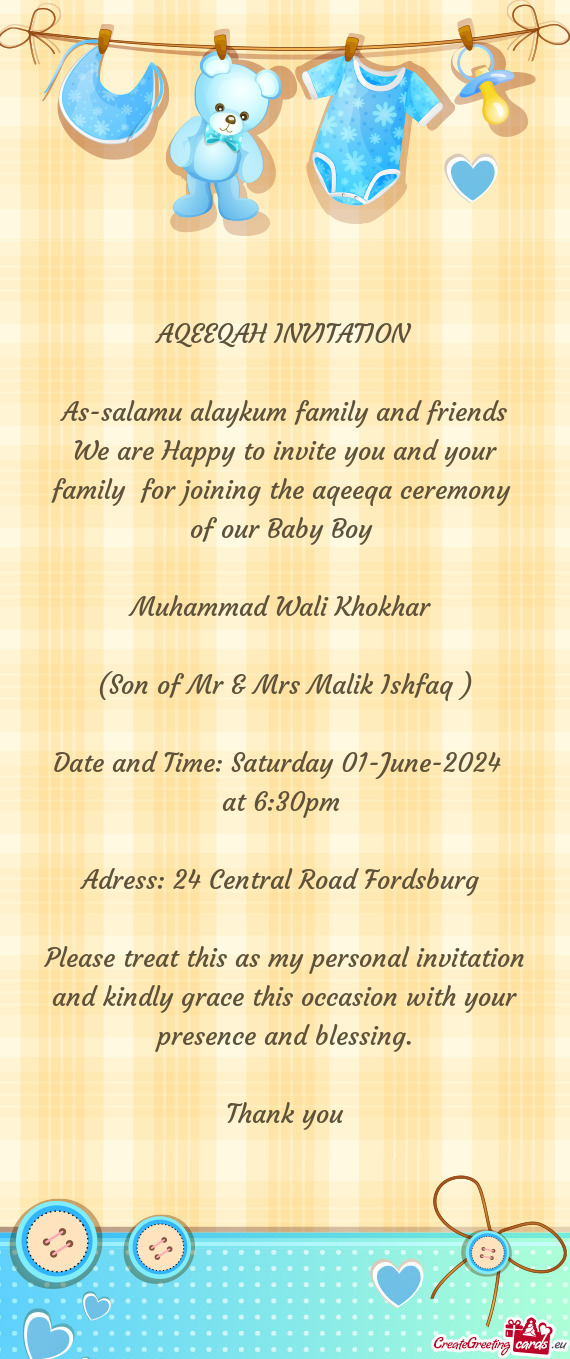 As-salamu alaykum family and friends