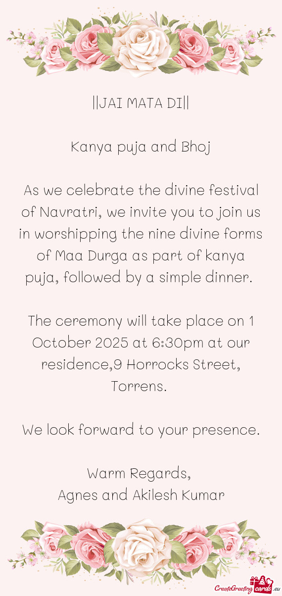 As we celebrate the divine festival of Navratri, we invite you to join us in worshipping the nine di