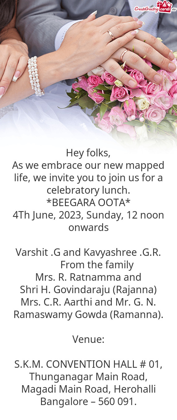 As we embrace our new mapped life, we invite you to join us for a celebratory lunch