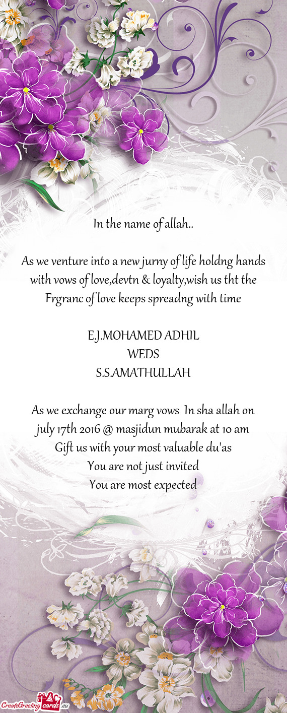 As we exchange our marg vows In sha allah on