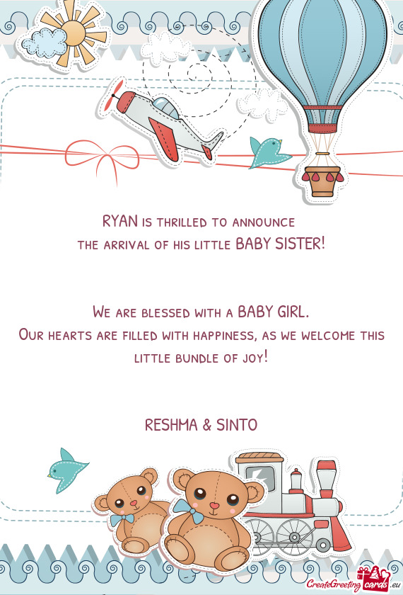 As we welcome this little bundle of joy!  RESHMA & SINTO