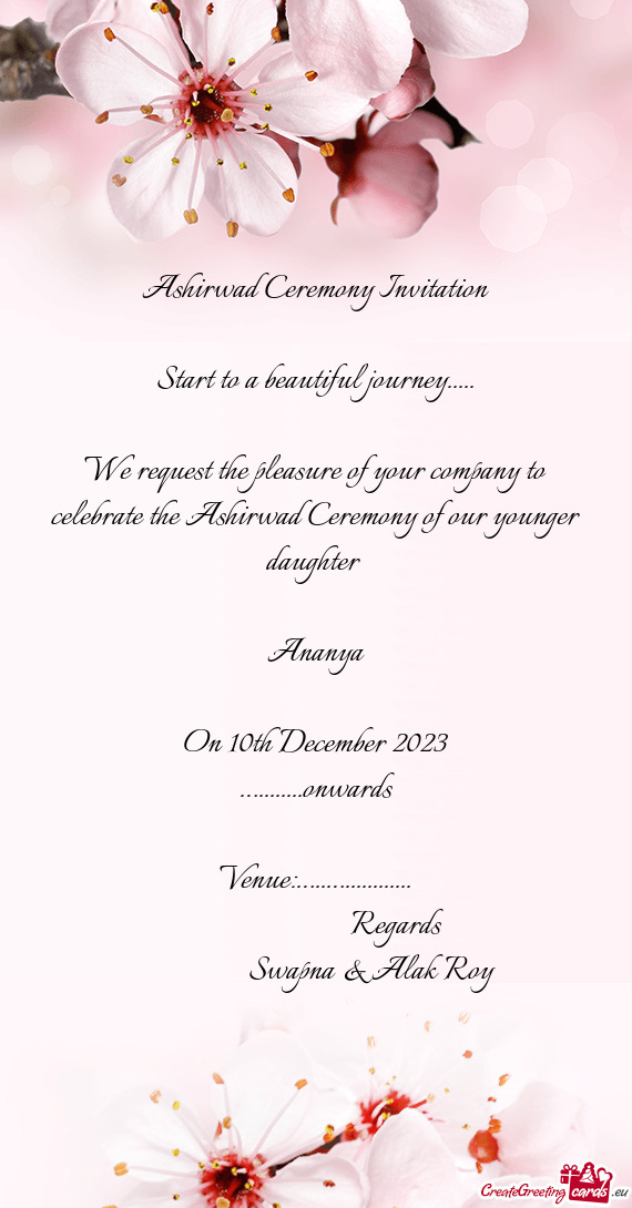 Ashirwad Ceremony Invitation