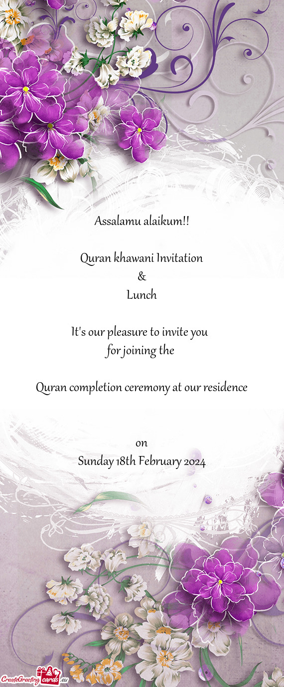 Assalamu alaikum!! Quran khawani Invitation & Lunch It