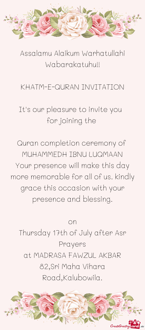 Assalamu Alaikum Warhatullahi Wabarakatuhu