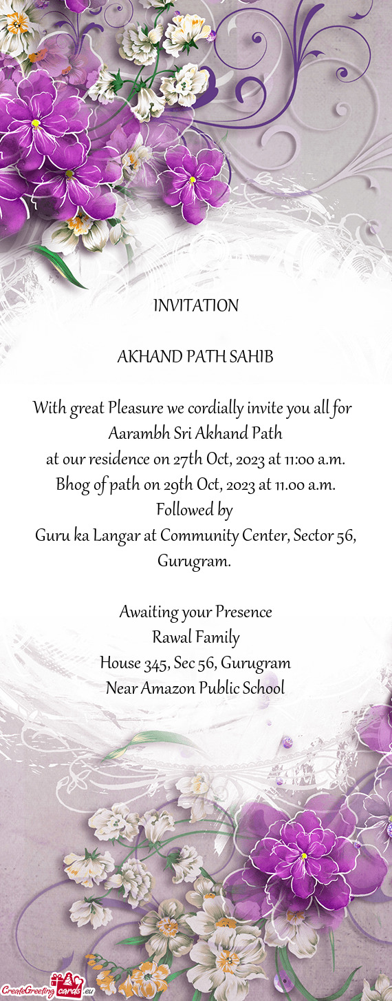 At our residence on 27th Oct, 2023 at 11:00 a.m