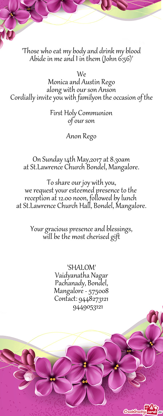 At St.Lawrence Church Bondel, Mangalore