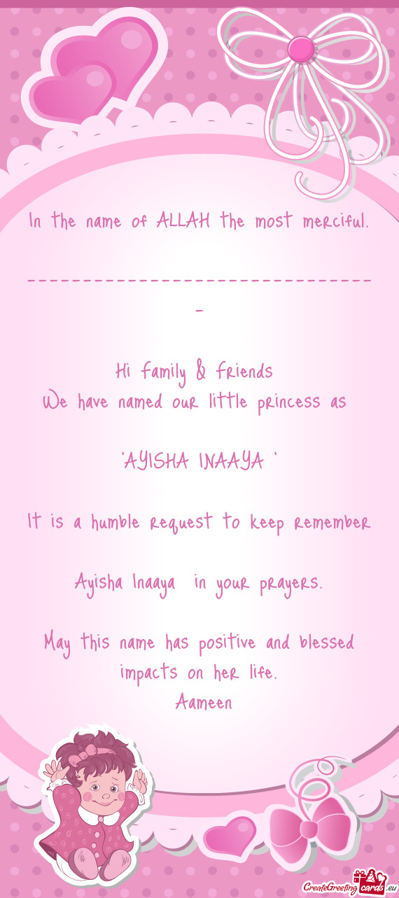 Ayisha Inaaya in your prayers