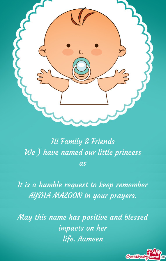 AYSHA MAZOON in your prayers