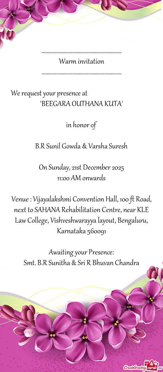 B.R Sunil Gowda & Varsha Suresh