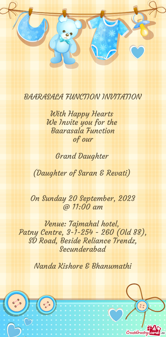 BAARASALA FUNCTION INVITATION