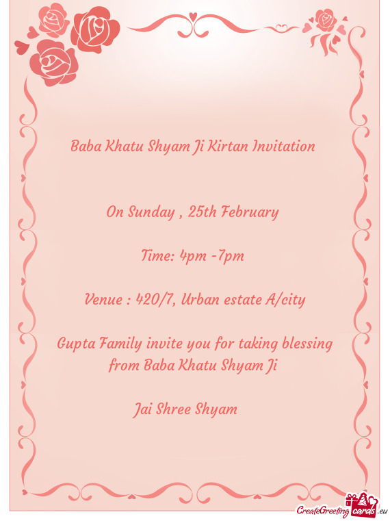 Baba Khatu Shyam Ji Kirtan Invitation