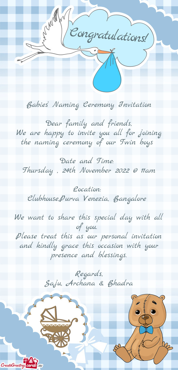 Babies’ Naming Ceremony Invitation
