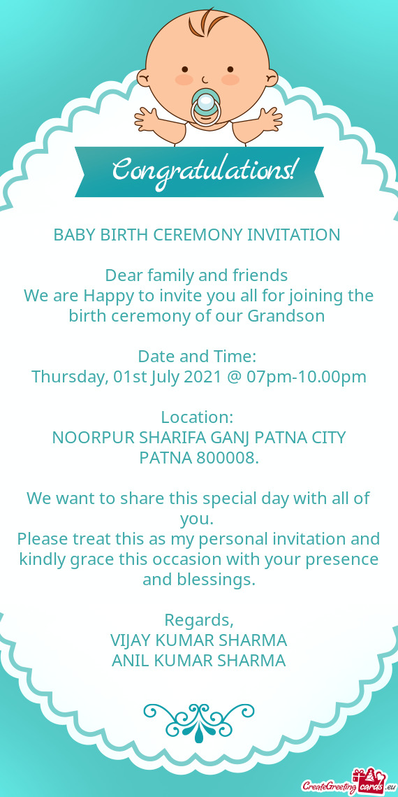 BABY BIRTH CEREMONY INVITATION