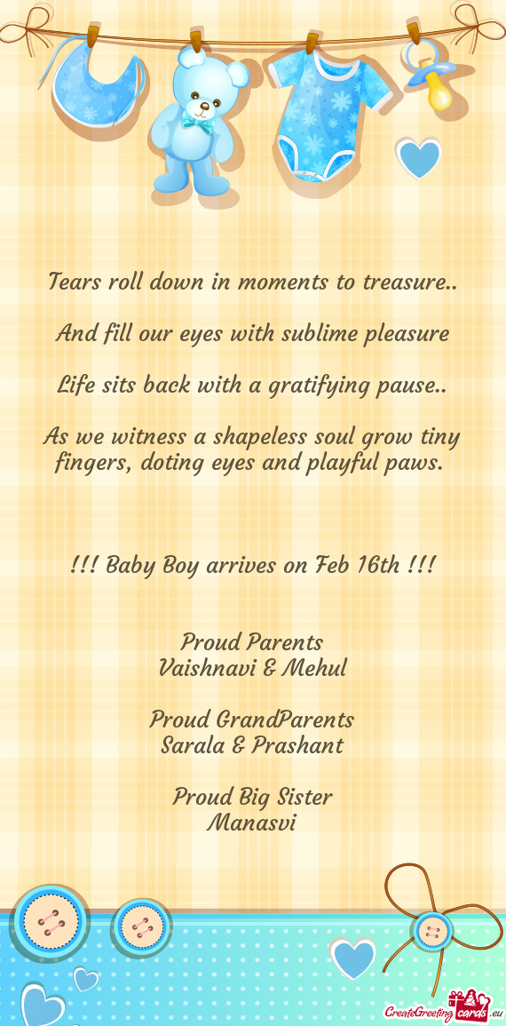 Baby Boy arrives on Feb 16th