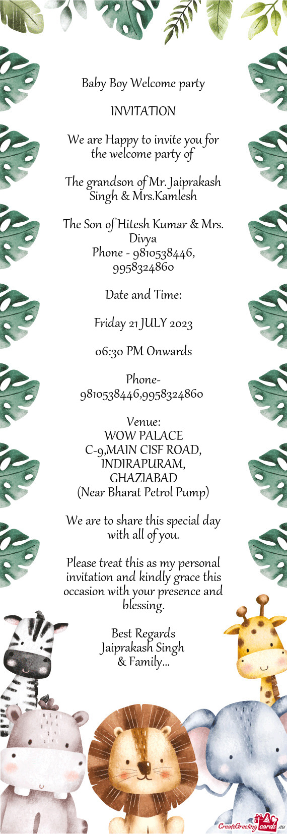 Baby Boy Welcome party INVITATION We are Happy to invite you for the welcome party of The g