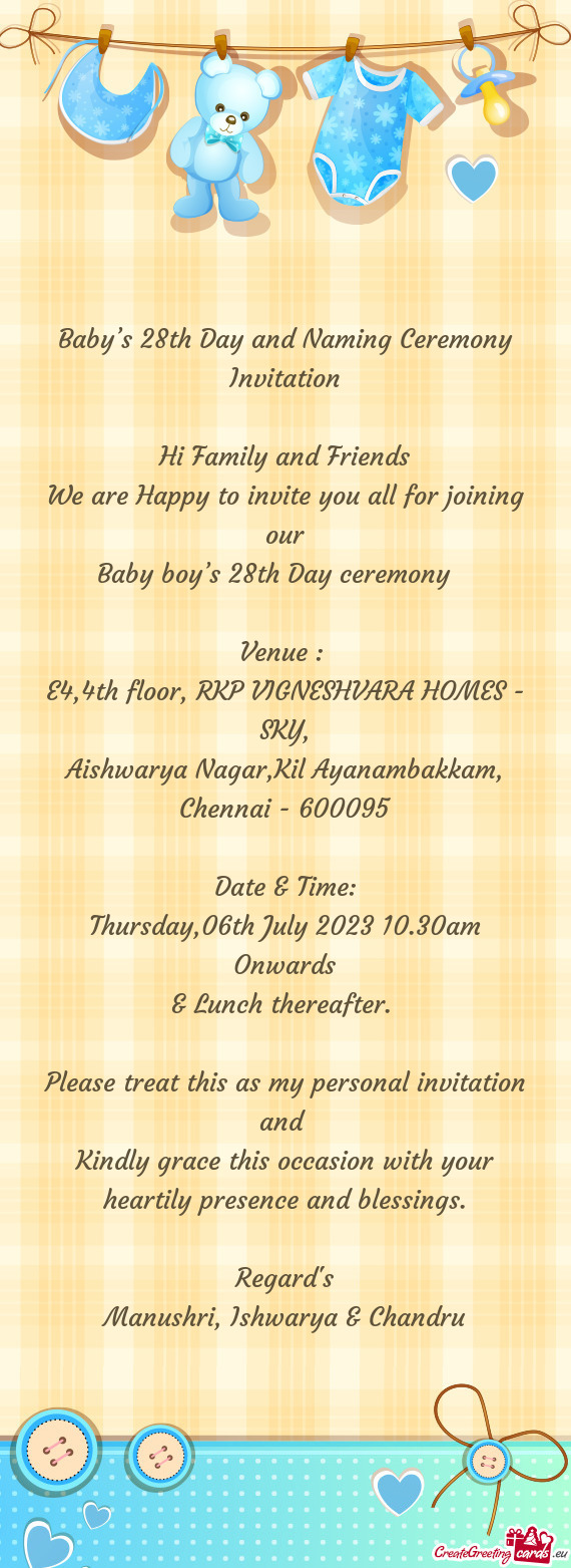 Baby boy’s 28th Day ceremony