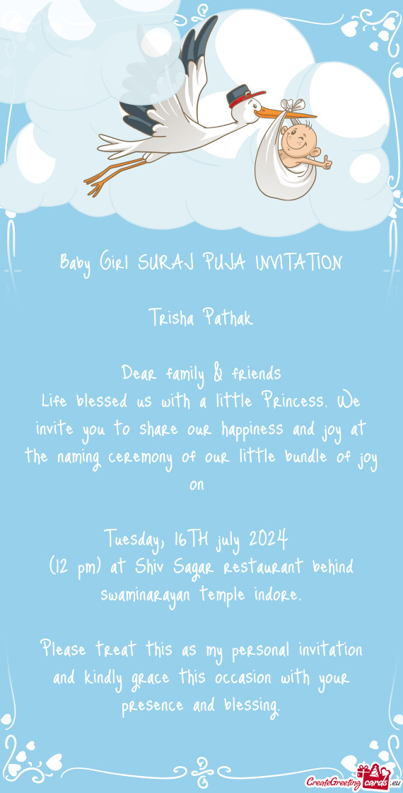 Baby Girl SURAJ PUJA INVITATION