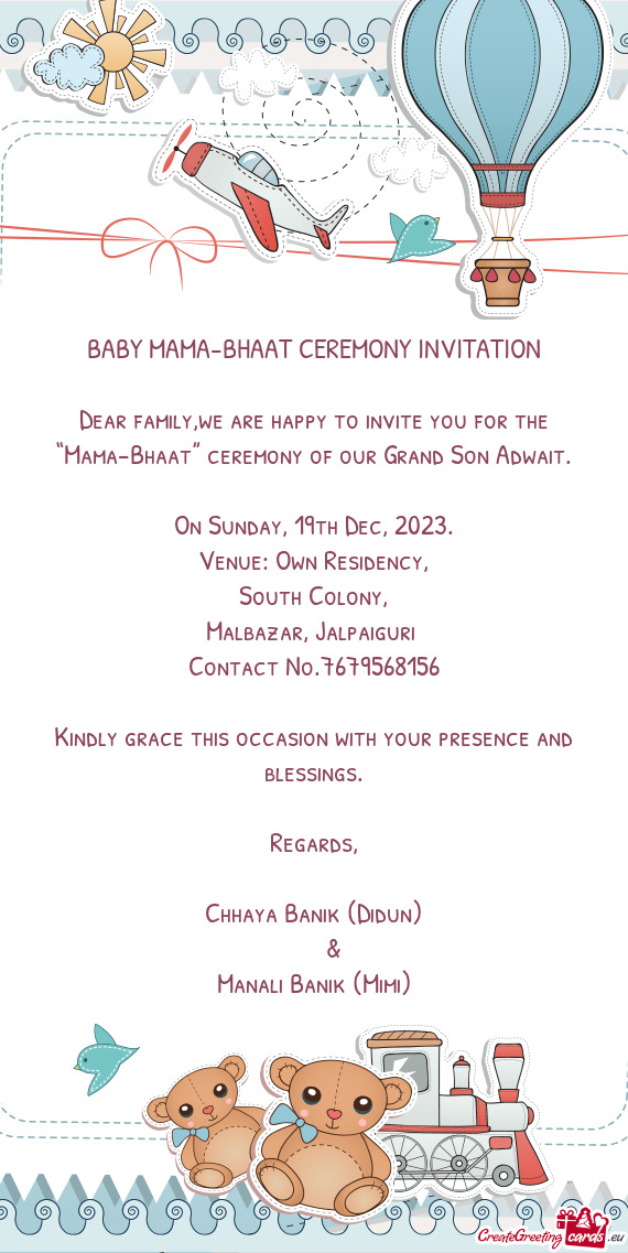 BABY MAMA-BHAAT CEREMONY INVITATION