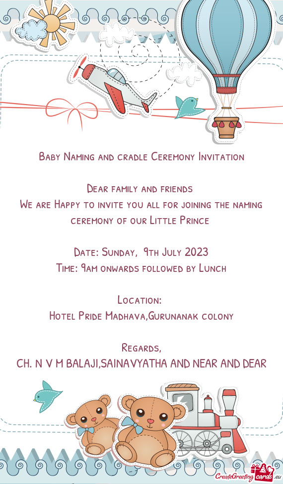 Baby Naming and cradle Ceremony Invitation