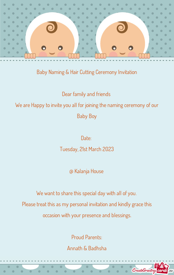 Baby Naming & Hair Cutting Ceremony Invitation