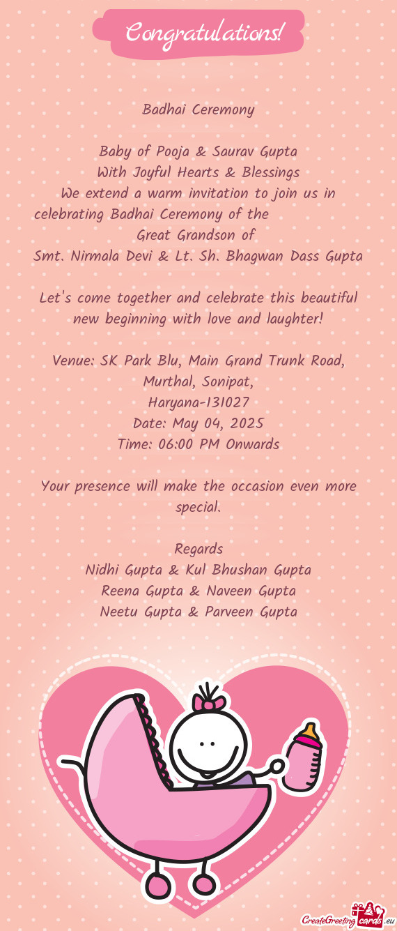 Baby of Pooja & Saurav Gupta