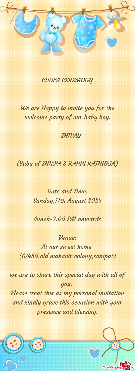 (Baby of SHILPA & RAHUl KATHURIA)