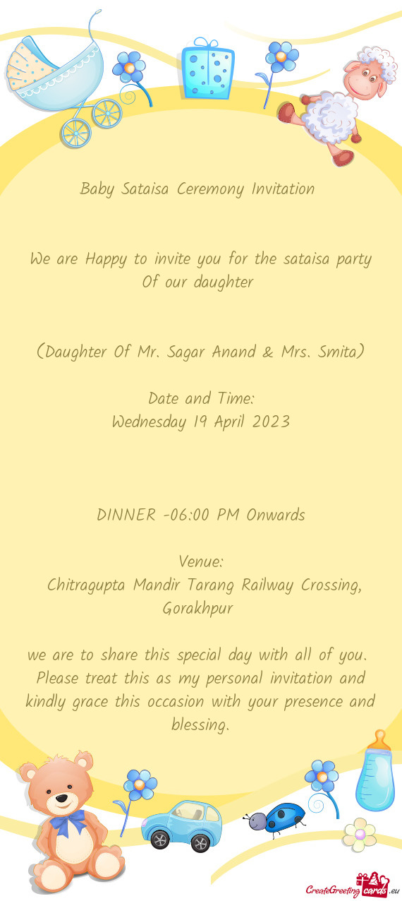 Baby Sataisa Ceremony Invitation
