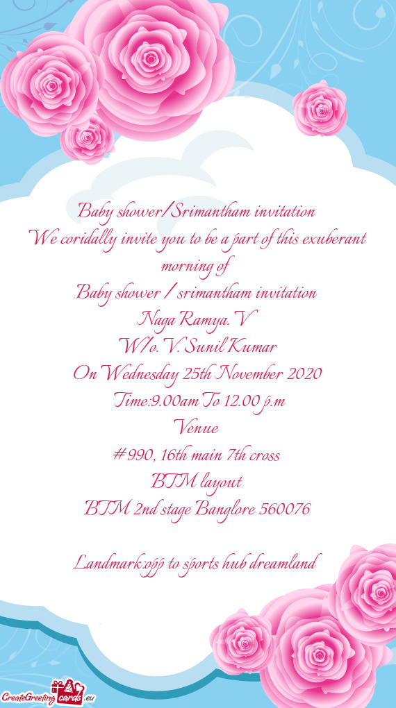 Baby shower / srimantham invitation
