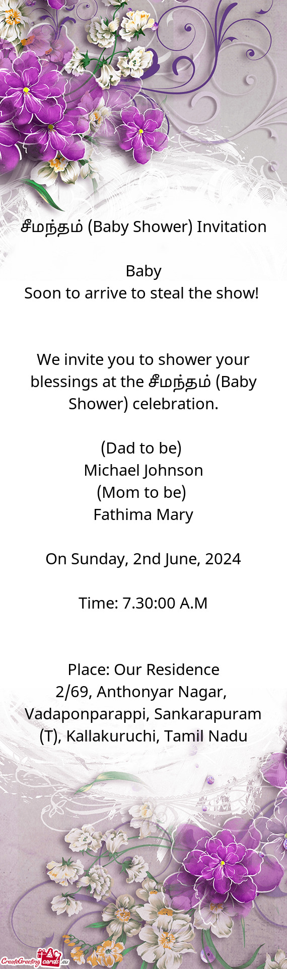 சீமந்தம் (Baby Shower) Invitation