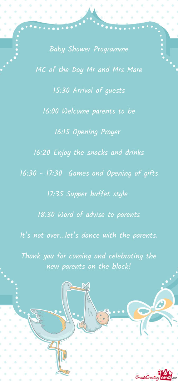 Baby Shower Programme