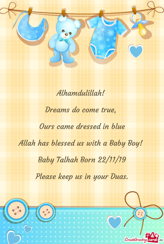 Baby Talhah Born 22/11/19