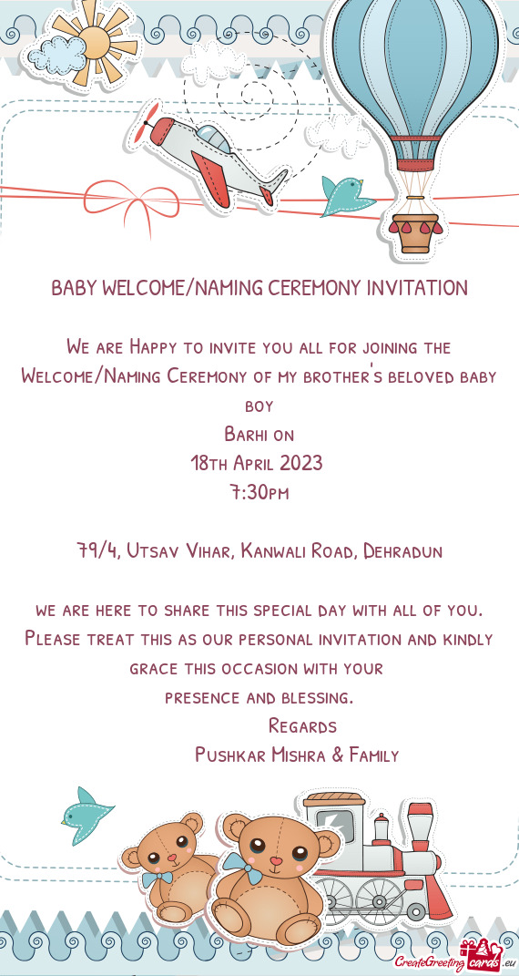 BABY WELCOME/NAMING CEREMONY INVITATION