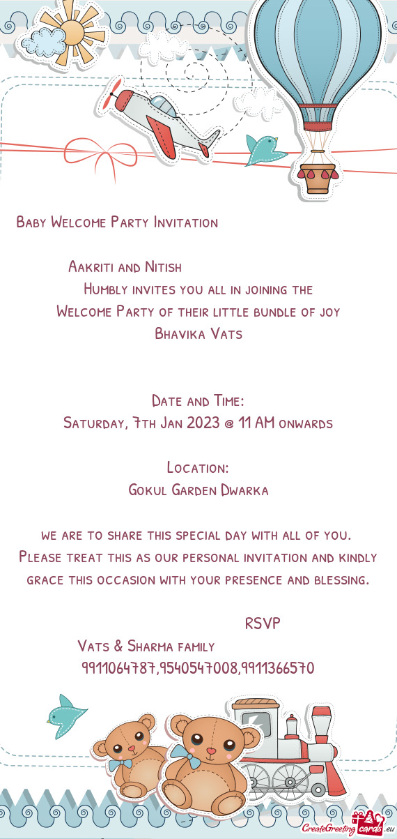 Baby Welcome Party Invitation             Aakriti and Nitish
