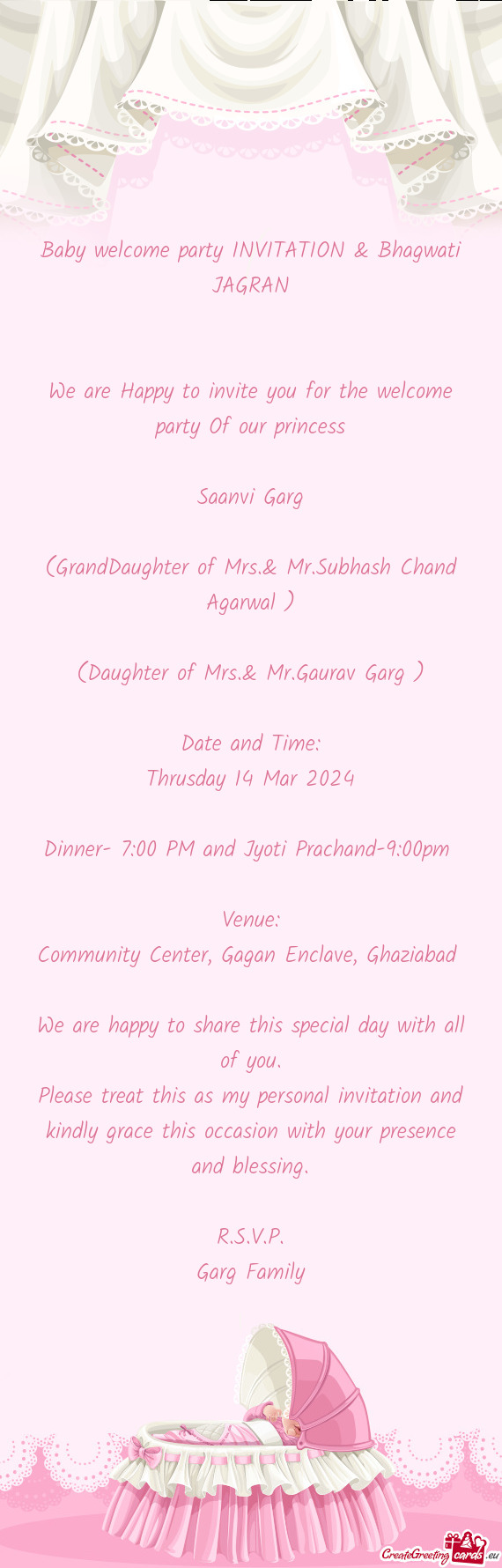 Baby welcome party INVITATION & Bhagwati JAGRAN