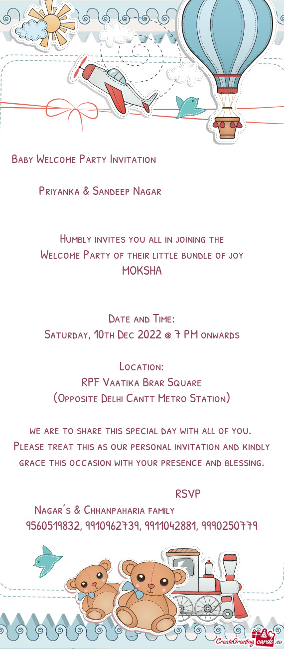 Baby Welcome Party Invitation             Priyanka & Sandeep Na