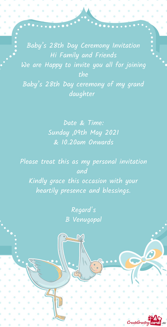 Baby’s 28th Day ceremony of my grand daughter