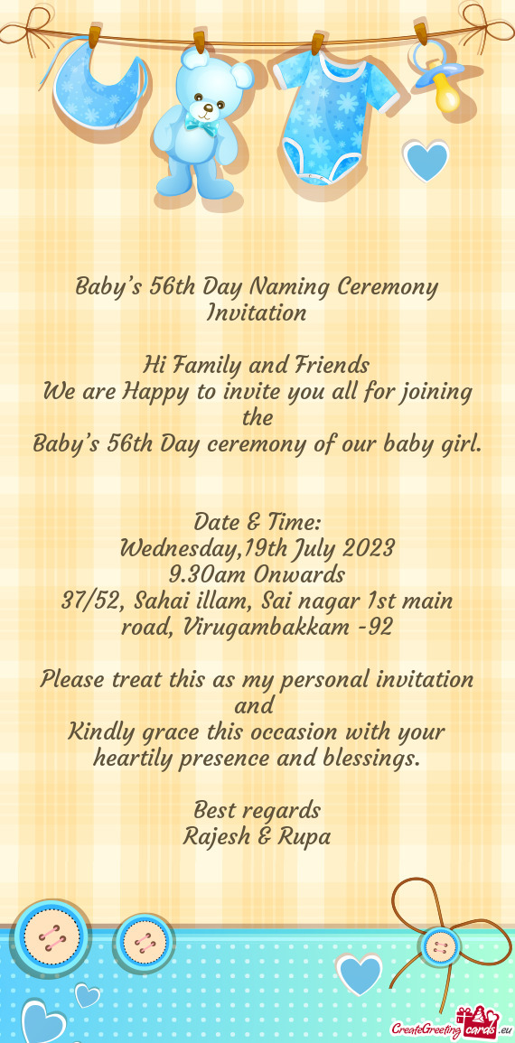Baby’s 56th Day ceremony of our baby girl